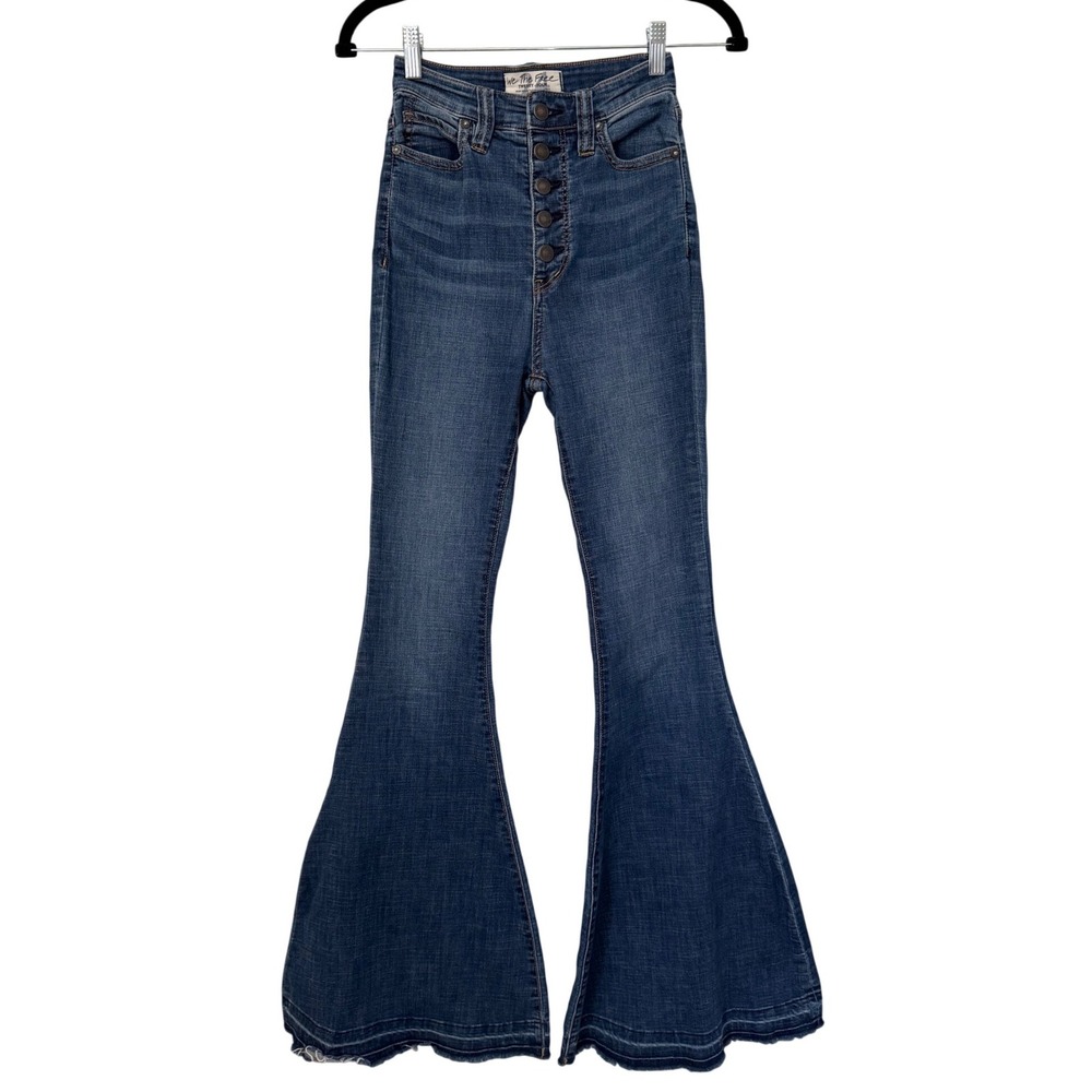 We The Free Free People Irreplaceable Flare Jeans High Rise Button Fly‎ Size 24
